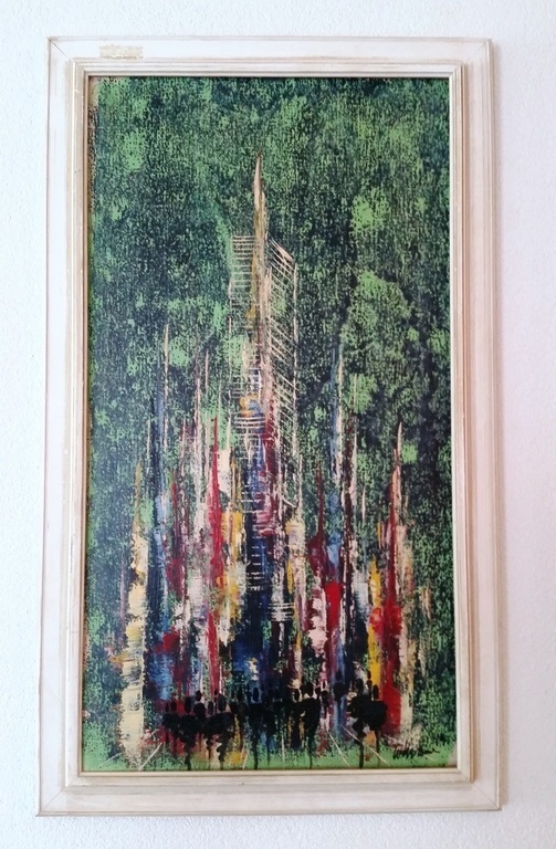 Abstracte Afbeelding-olieverf op board - gesigneerd  kopen? Bied vanaf 50!