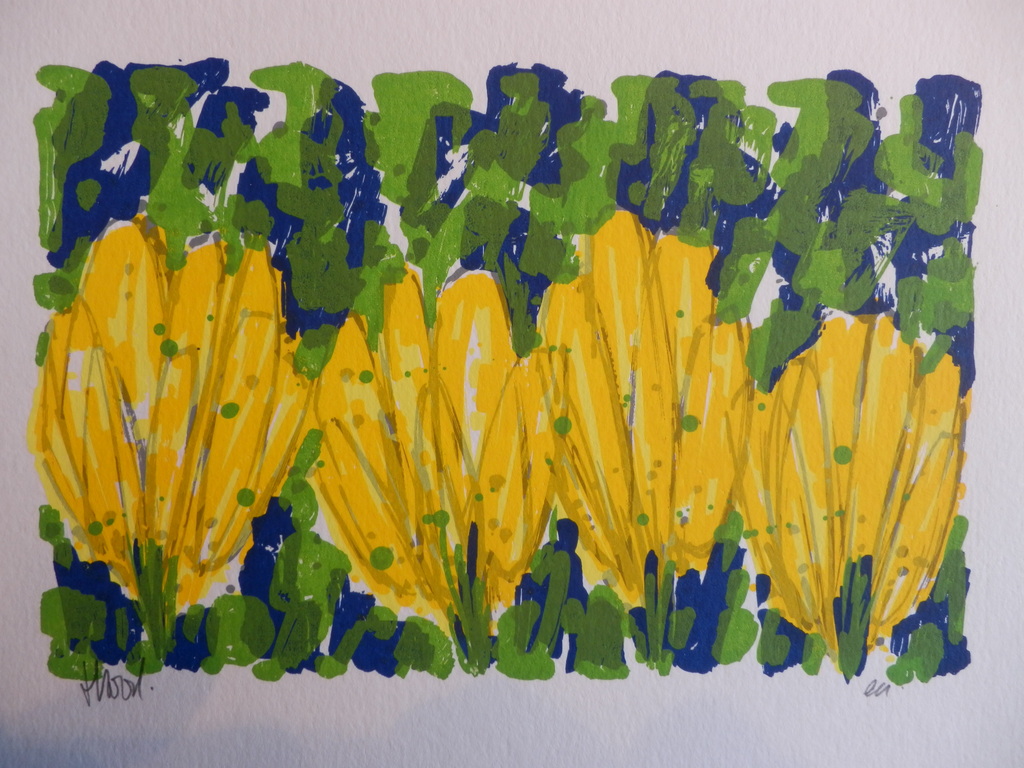 AD van HASSEL Kleurenzeefdruk GELE TULPEN  Handgesigneerd  LEUK KADO!! kopen? Bied vanaf 1!