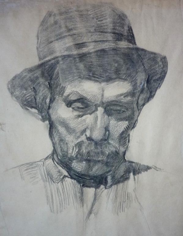 HENRI FRÉDERIC BOOT tekening "Man met hoed" verkocht voor € 60!