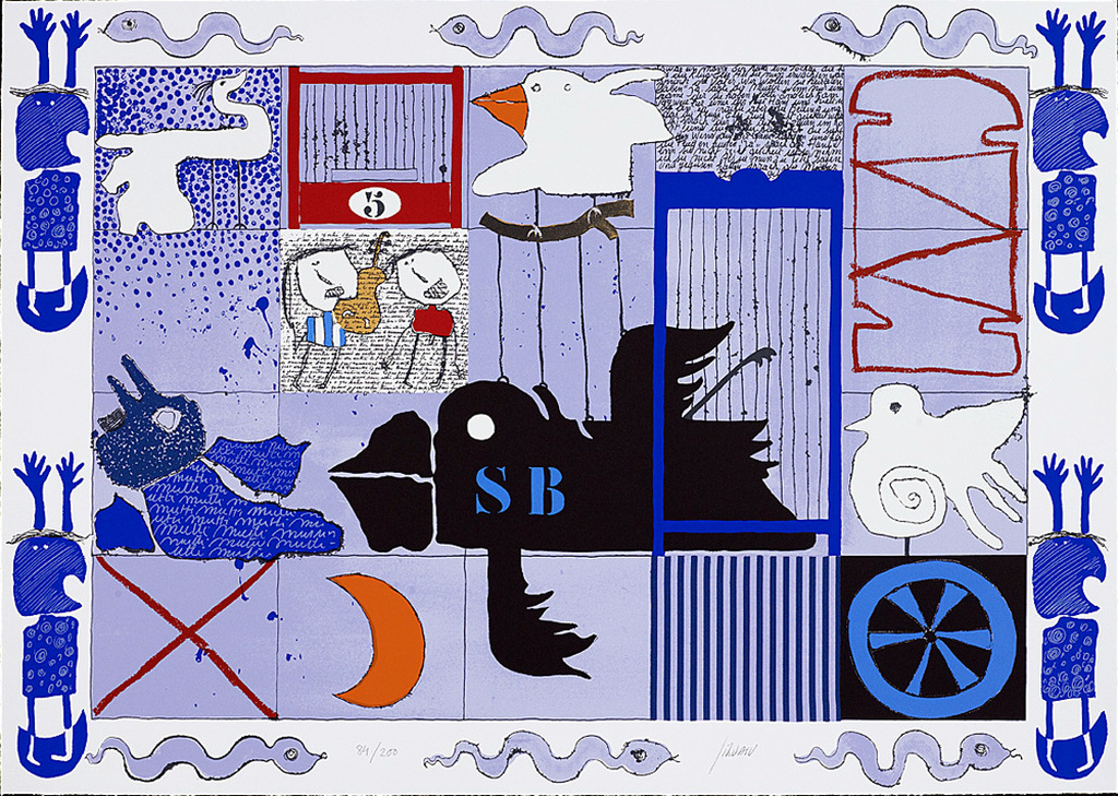 Christian Silvain: Zeefdruk, L'Oiseau Noir (groot) verkocht voor € 140!