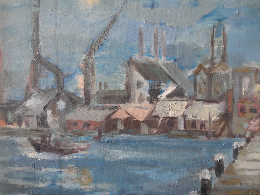 Hollandse school, olieverf op doek, havengezicht kopen? Bied vanaf 1!