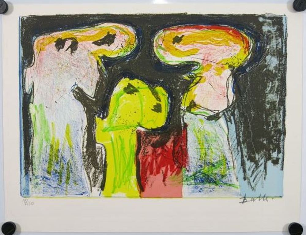 Mogens Balle: Kleurenlitho, Drie Figuren (CoBrA) verkocht voor € 120!