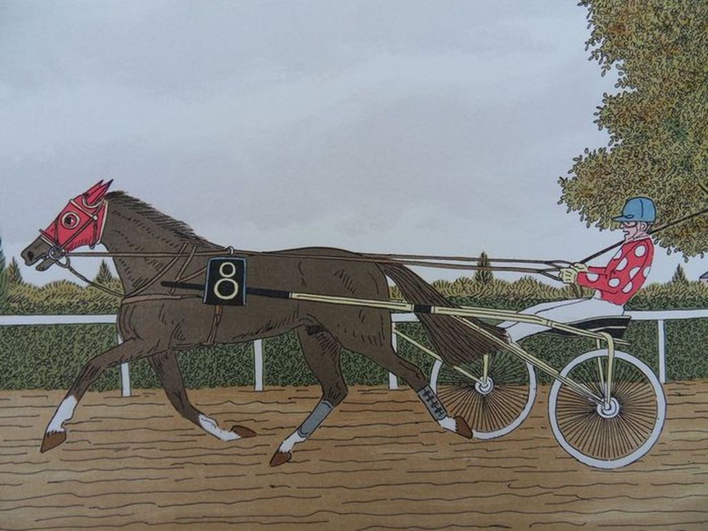 VINCENT HADDELSEY(1934-2010)  DE PAARDENRACES  Litho  Handgesigneerd kopen? Bied vanaf 125!