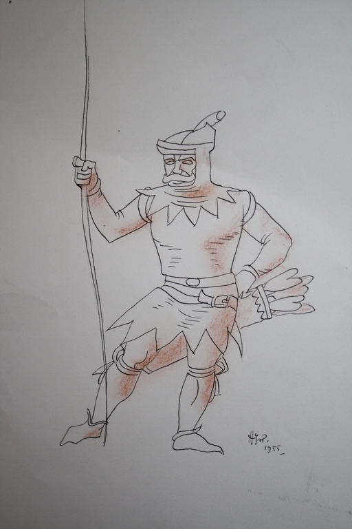 H V PIGGELEN bergense school  - 2x TEKENING BOOGSCHUTTER kopen? Bied vanaf 1!