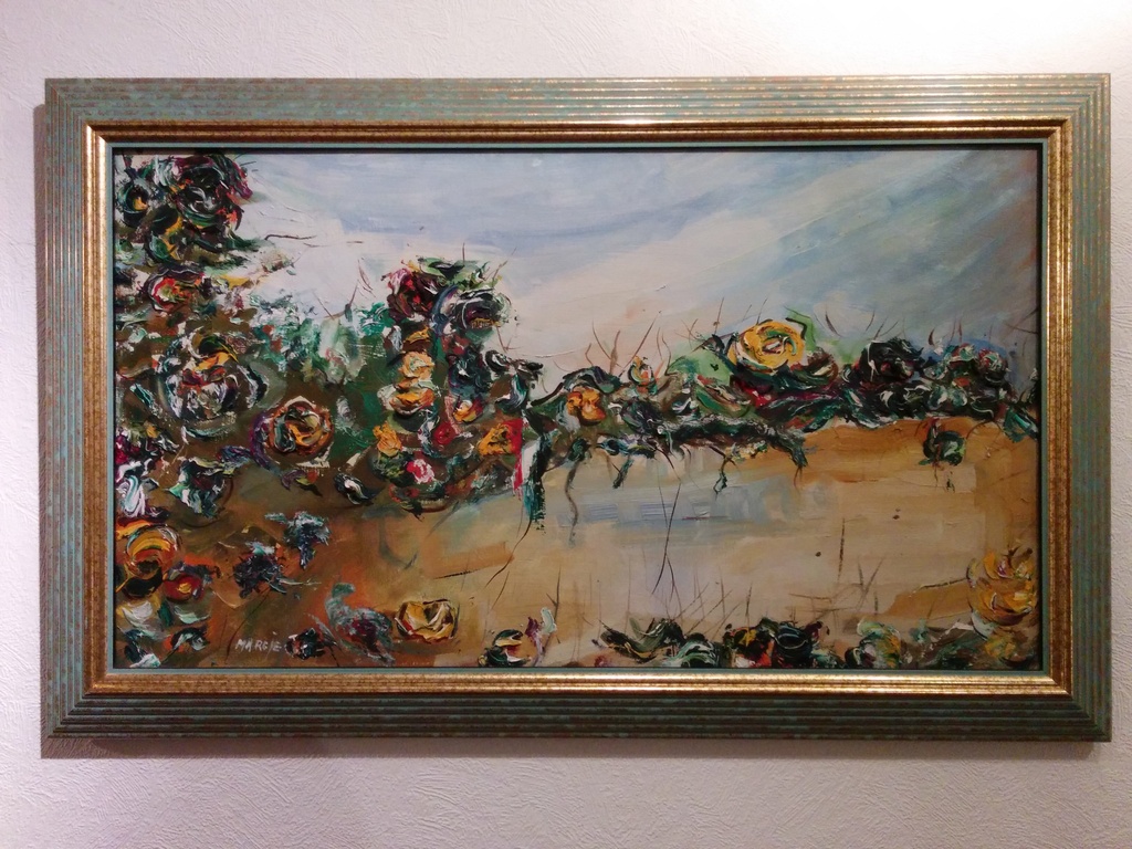 Abstracte schilderij Bloemen kopen? Bied vanaf 800!