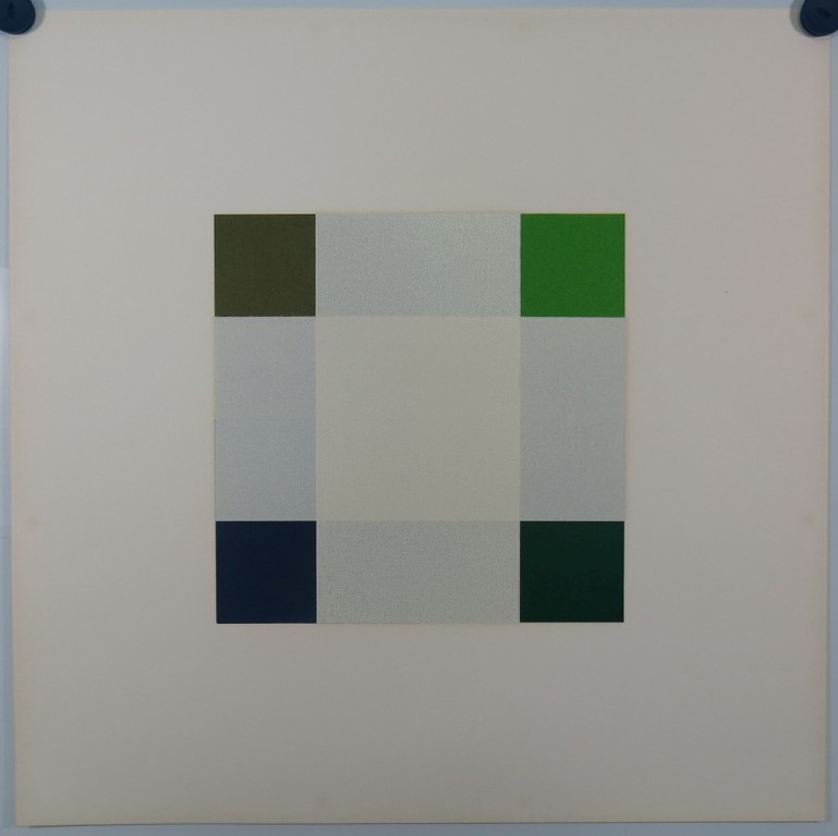 Michiel Duvekot: Linosnede, Geometrische compositie met vierkanten, Nr. 6 'F' kopen? Bied vanaf 1!
