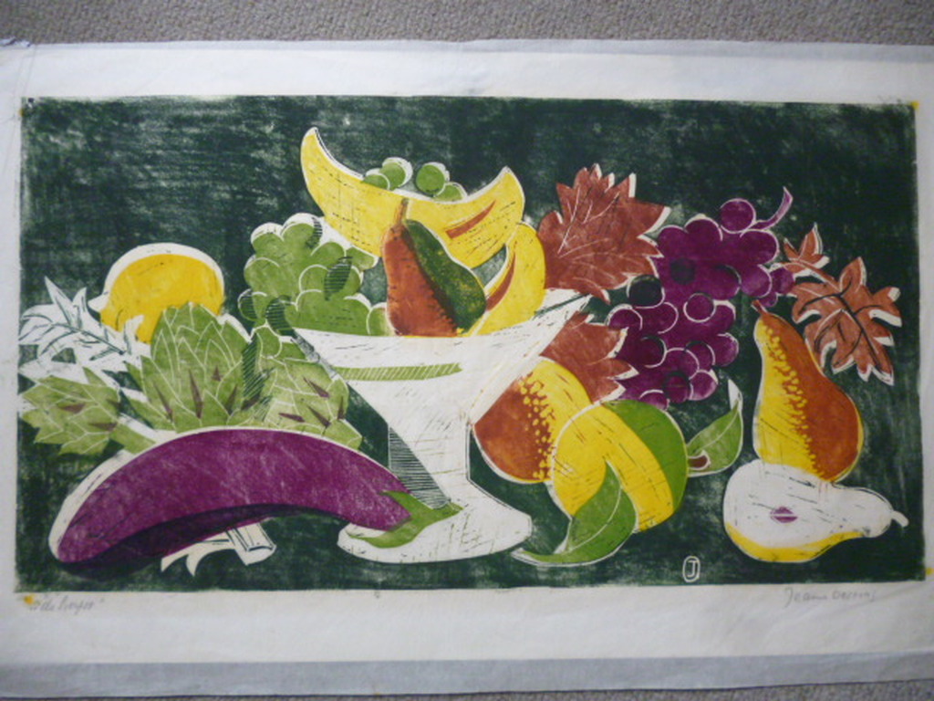 Jeanne Oosting- Kleurenlinosnede - "de herfst" verkocht voor € 125!