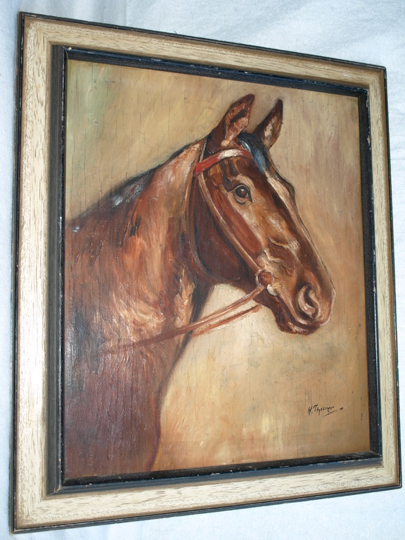 HERMANN THIERER (1882-?)–Olieverf –Paardenportret–Gesigneerd & ingelijst–ca 1930 kopen? Bied vanaf 1!