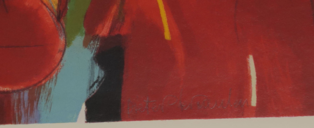 Pieter Vermeulen: Zeefdruk, Rood geschikt - Ingelijst kopen? Bied vanaf 50!