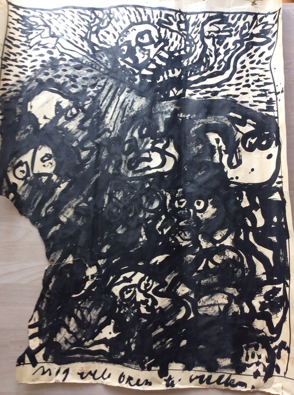 Rik van Iersel, zeer groot origineel werk op papier, Nog vele oren te vullen verkocht voor € 35!