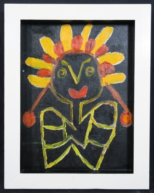 Meertje Kaal: Acryl op doek, Z.T. - Ingelijst verkocht voor € 55!