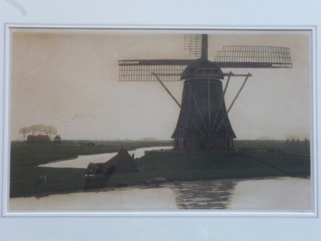 Tjeerd Bottema - kleurenets - Molen in de Watergraafsmeer verkocht voor € 150!