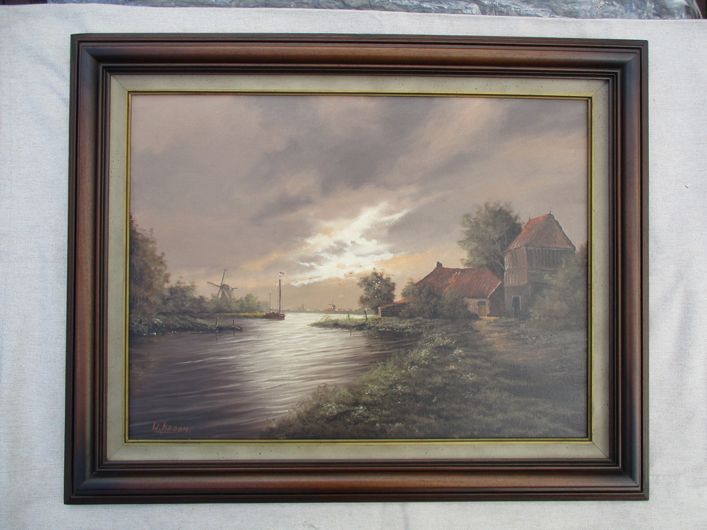 Willem Kroon: Olieverf op doek, Hollands landschap kopen? Bied vanaf 90!