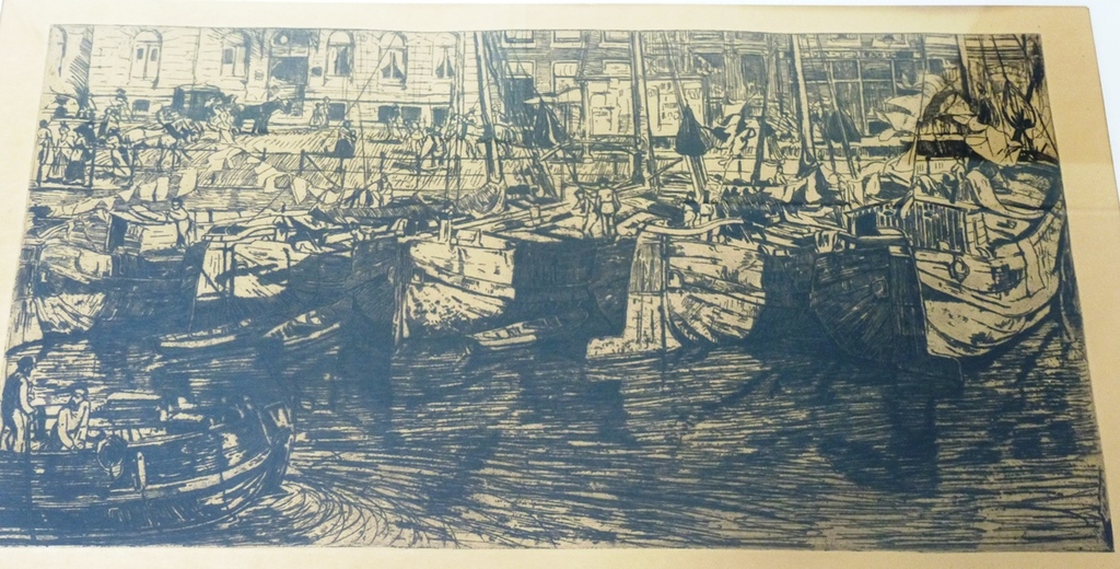 Pieter Dupont, ets: Gezicht op Damrak verkocht voor € 125!