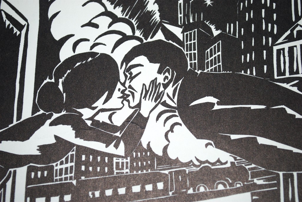 Frans Masereel--De Kus--mooi ingelijste houtsnede uit 1924 kopen? Bied vanaf 69!
