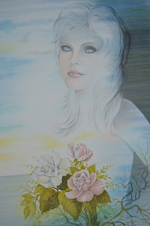 Pierre Bertin: 'Les Roses', grote kleurenlithografie, handgesigneerd kopen? Bied vanaf 1!