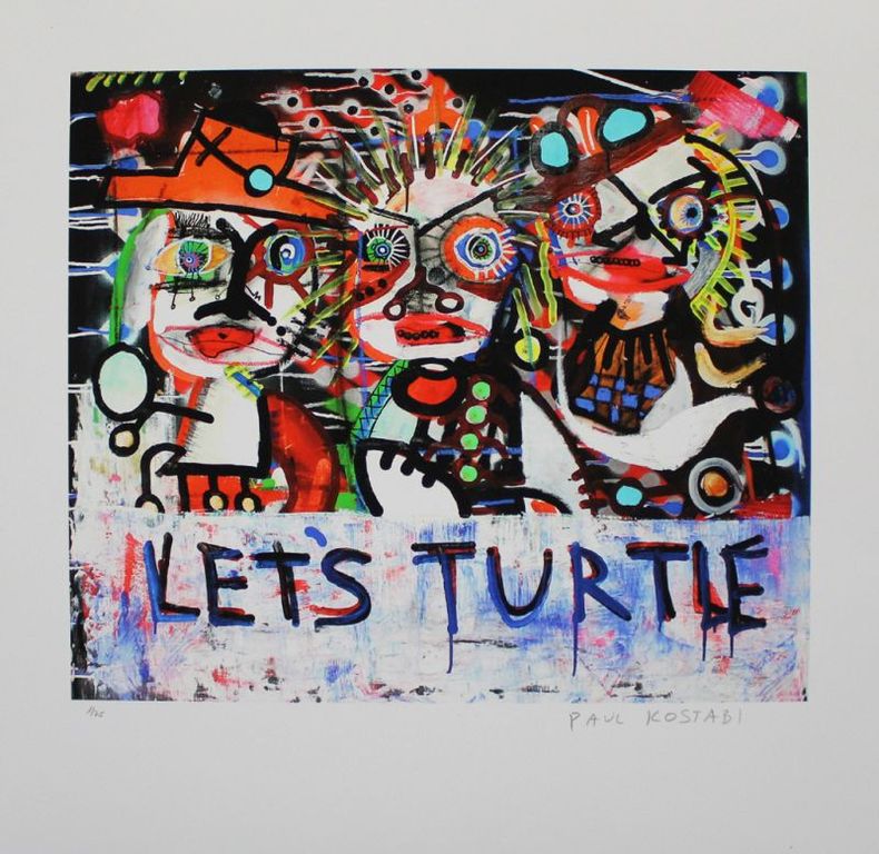 PAUL KOSTABI Gr Giclee LET,S TURTLE Handgesigneerd verkocht voor € 55!