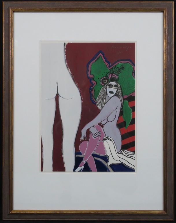 Corneille: Zeefdruk, Vrouwelijk naakt - Ingelijst verkocht voor € 250!