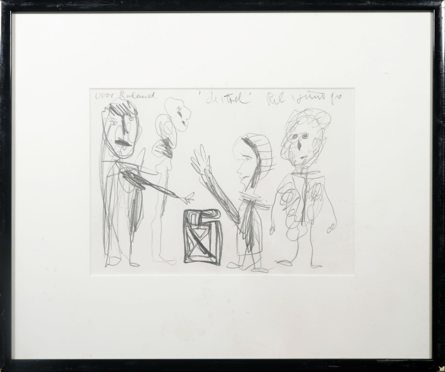 Rik van Iersel: Potloodtekening, Z.T. - Ingelijst verkocht voor € 50!