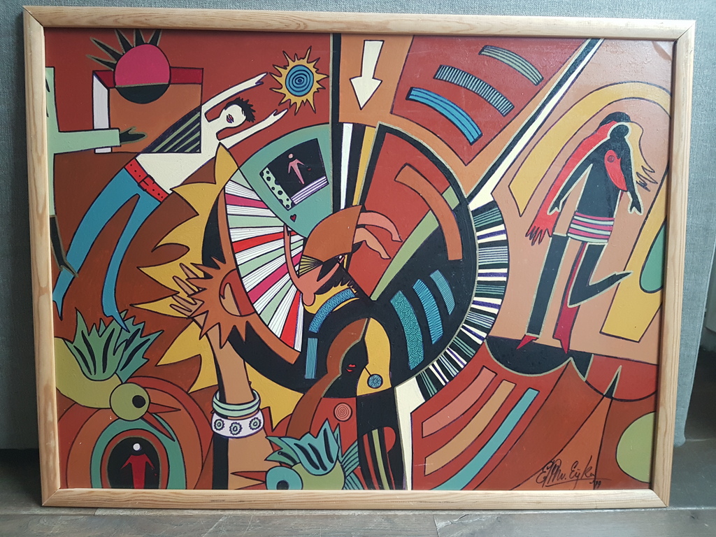 Onbekend - Acryl op board - Modern Pop art schilderij verkocht voor € 60!