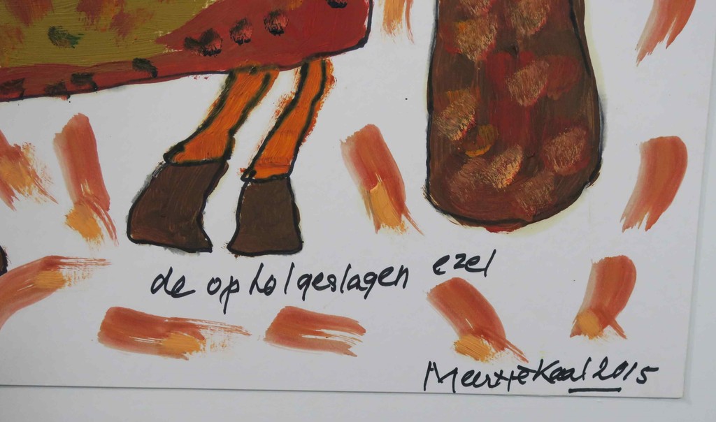 Meertje Kaal: Olieverf op papier, De op hol geslagen ezel - Ingelijst kopen? Bied vanaf 1!