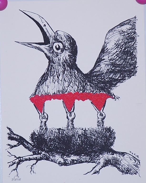 Roland Topor: Litho. Vogel in nest verkocht voor € 60!