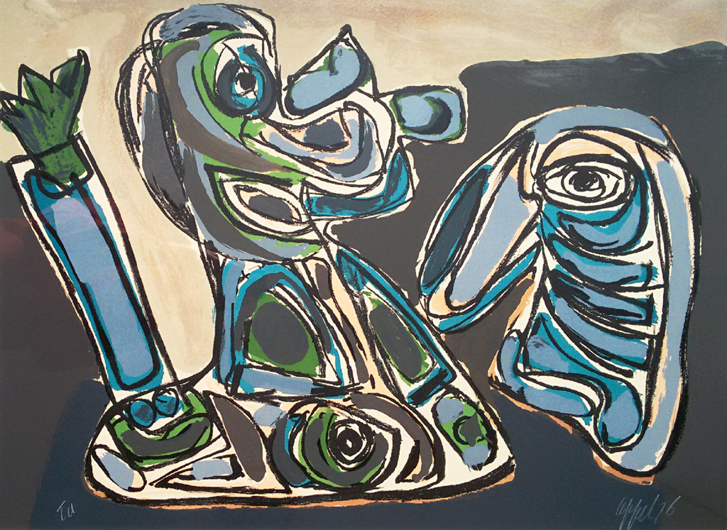 Karel Appel - Personages, zeefdruk (mooi ingelijst, groot) verkocht voor € 2000!