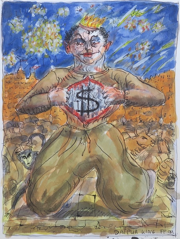 Frans Franciscus: Pen en Aquarel, Jaipur King - Ingelijst kopen? Bied vanaf 70!