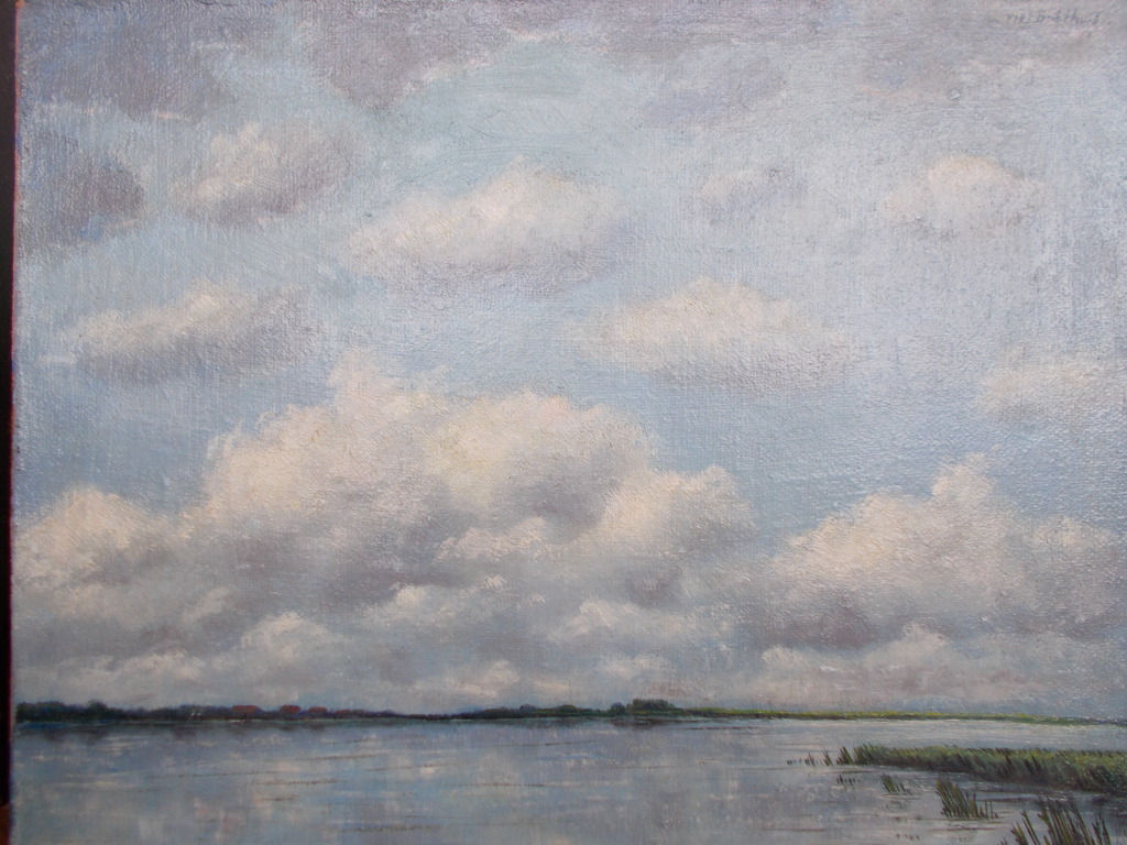 Piet Bulthuis,olieverf op doek.De Wijde Aa bij Leiden.  kopen? Bied vanaf 135!