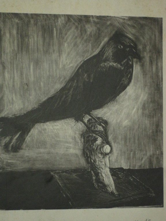 Vroeg figuratief werk van Yvonne Kracht (1931) Litho "Kraai" gesigneerd  kopen? Bied vanaf 1!