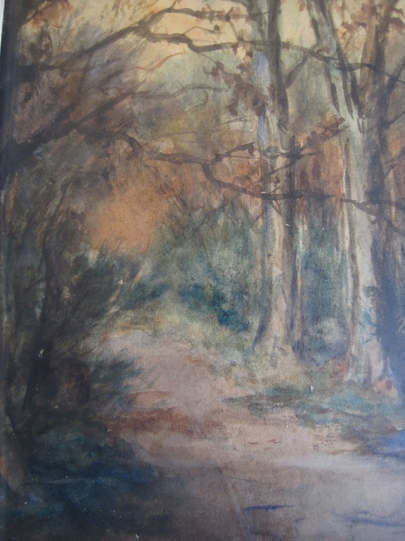 L.J. Stuiveling v Essen aquarel "herfstbos" impressionisme omstreeks 1900 verkocht voor € 36!