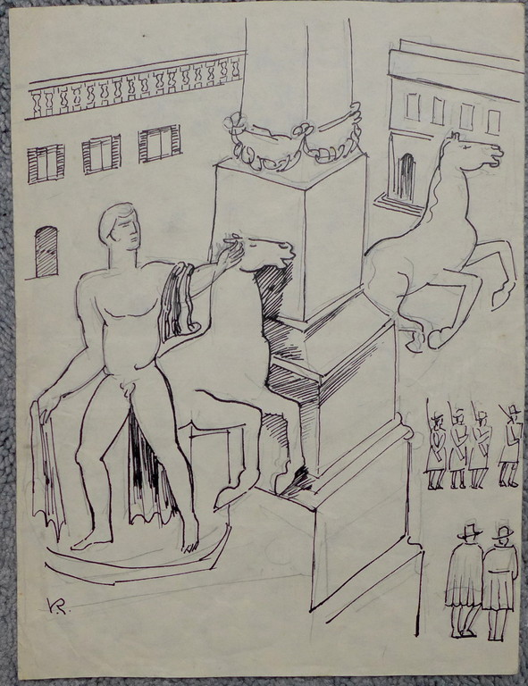 Otto van Rees - Otto van Rees,tekening gesigneerd linksonder VR bladformaat 21.8 x 16.5 cm.  verkocht voor € 50!