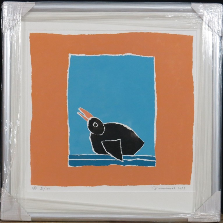 Hans Innemee: Zeefdruk, Eend - Ingelijst kopen? Bied vanaf 50!