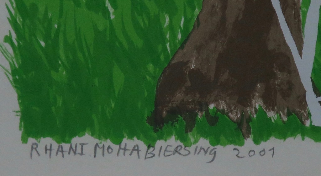 Rhani Mohabiersing: Zeefdruk, Zonder titel -Ingelijst kopen? Bied vanaf 60!