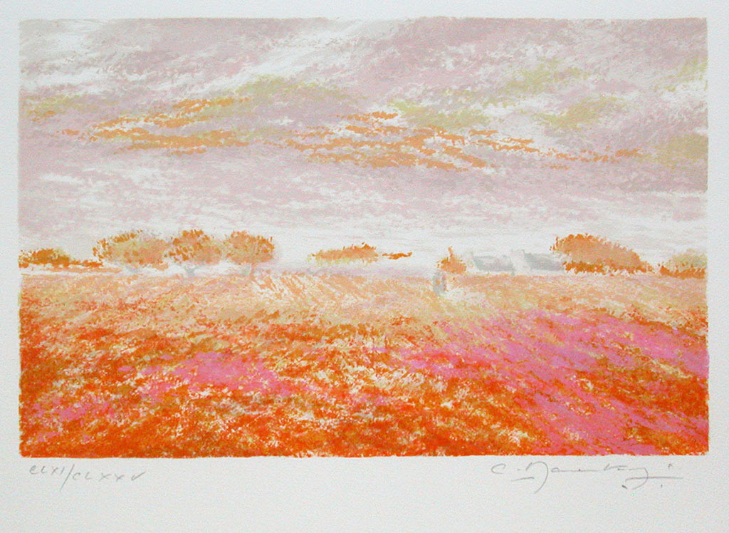 Claude Manoukian, ‘Impression orange‘,  lithografie handgesigneerd kopen? Bied vanaf 35!