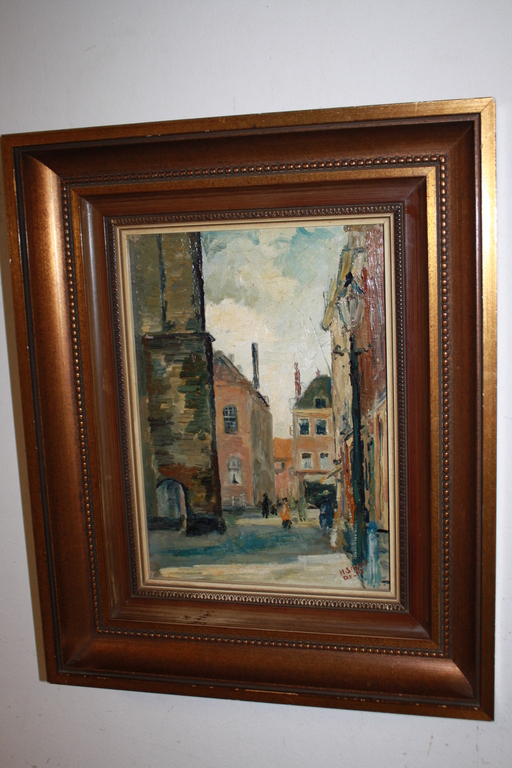 STADS GEZICHT DELFT - STRAATJE MET PERSONEN verkocht voor € 55!