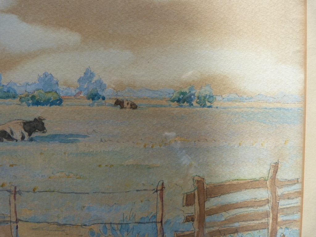 A. Verbeek ( 20e eeuw ) - aquarel - koeien op het land. kopen? Bied vanaf 1!