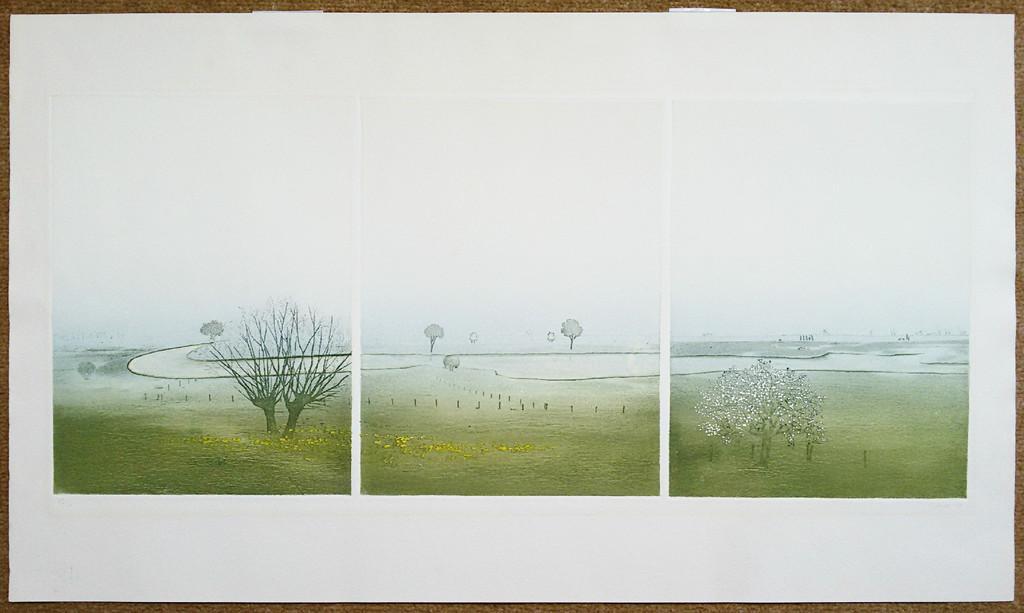 Elmar Gille - Rivierlandschap, aquatint ets kopen? Bied vanaf 55!