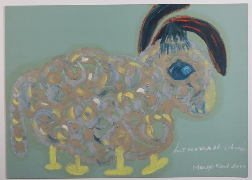 Meertje Kaal: Olieverf en Acryl op karton, Het verwarde schaap  kopen? Bied vanaf 1!