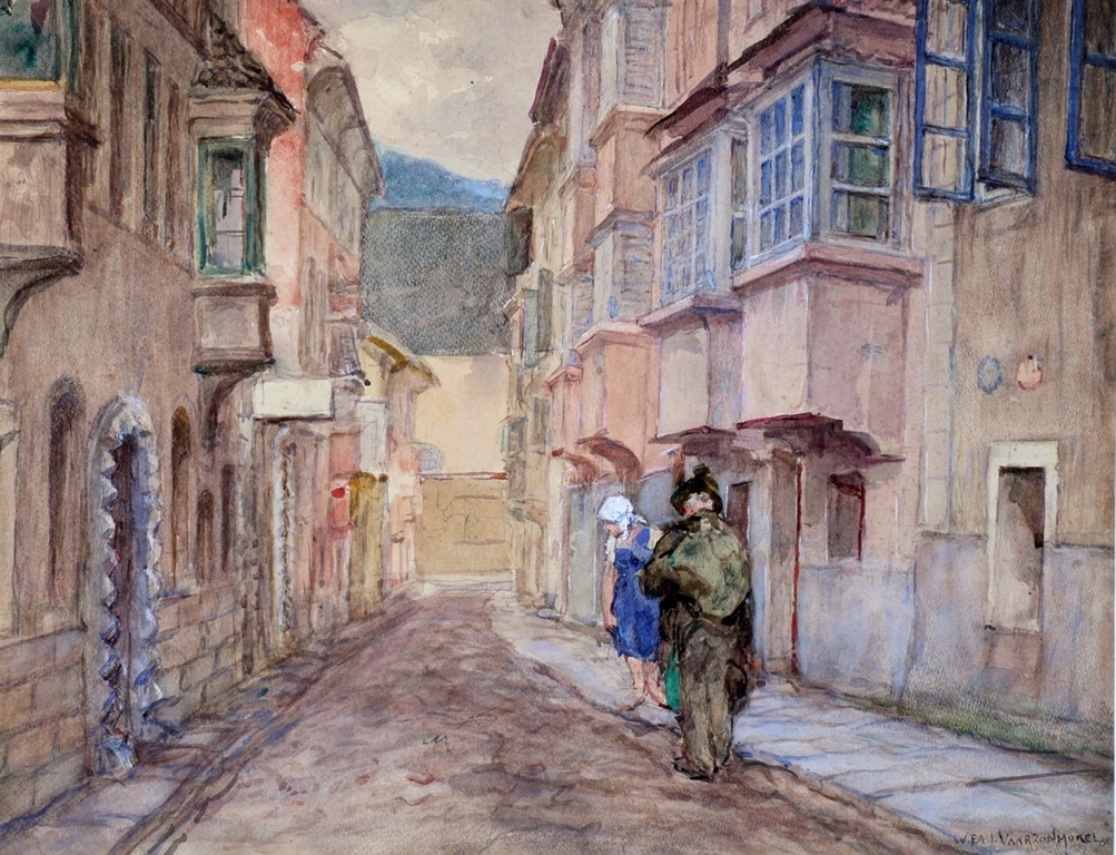 W. F.A. I. (Willem) Vaarzon Morel (1868-1955) - Aquarel - Straatje in Zuideuropa verkocht voor € 325!