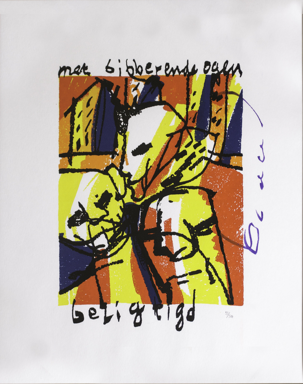 Herman Brood (1946-2001) - Zeefdruk - Met bibberende ogen bezigtigd verkocht voor € 71!