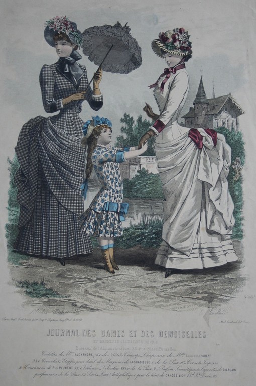 2 lithografieen - Frans en Duitse mode - circa 1880 / 1985 kopen? Bied vanaf 1!