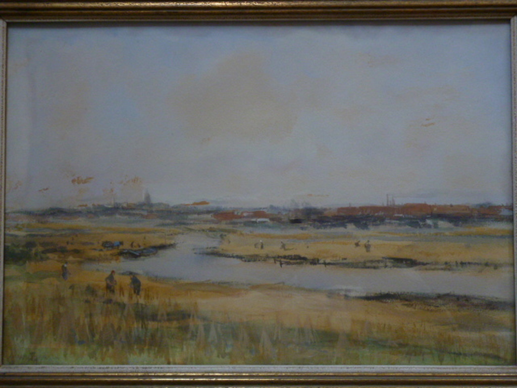 Willem G.F. Jansen - aquarel - Rivierlandschap kopen? Bied vanaf 150!