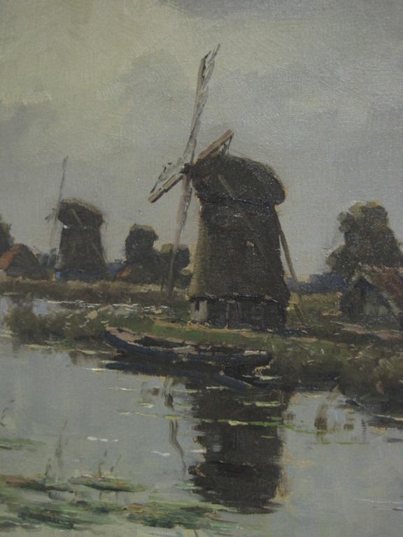 Aris Knikker 1887-1962 "Molens in polderlandschap" gesigneerd ca. 1930 kopen? Bied vanaf 1!