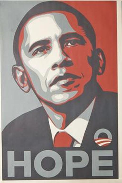 Shepard Fairey - Barack Obama 'HOPE' poster - 2008 - ongesigneerd verkocht voor € 40!