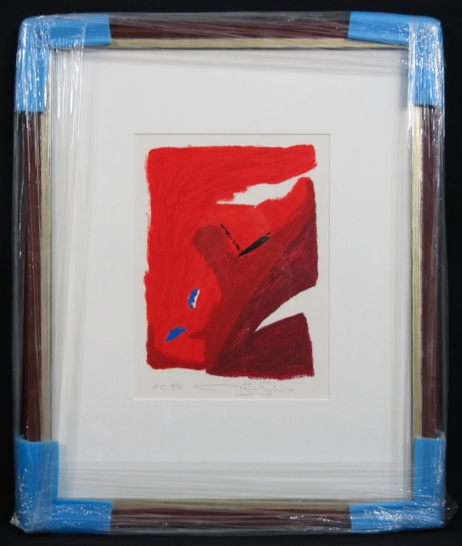 Gerard Bijnens: Zeefdruk, Zonder titel (rood) - Ingelijst kopen? Bied vanaf 20!