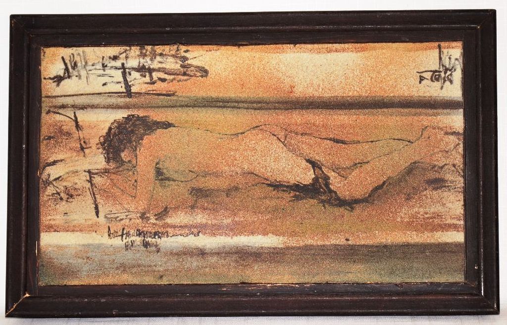 Reinier den Adel: Keramisch Tableau. Vrouwelijk naakt. kopen? Bied vanaf 80!