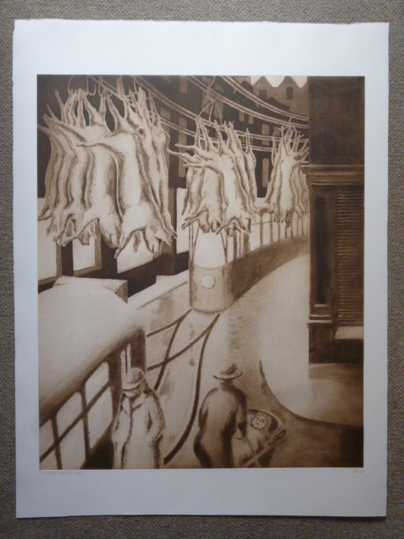 Herman Gordijn - ets/aquatint - Varkensslachterij kopen? Bied vanaf 125!