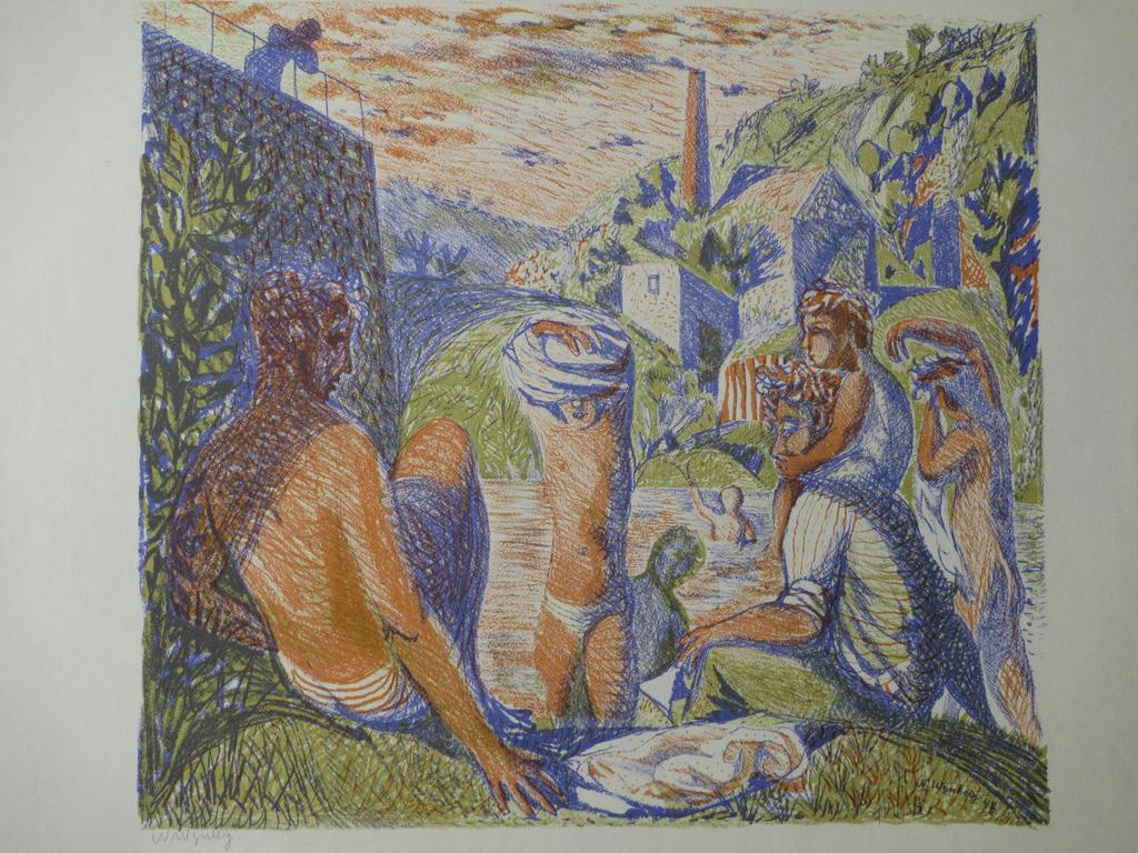 Nicolaas Wijnberg, Badende mythische figuren, Kleurenlitho kopen? Bied vanaf 40!