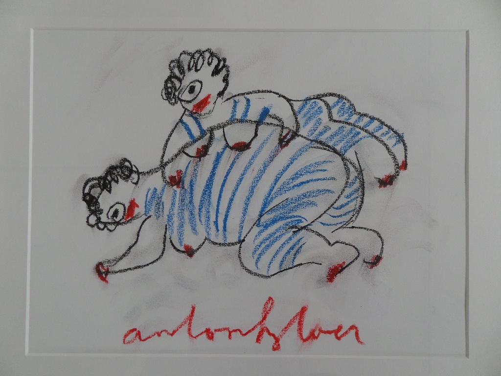 Anton Heyboer, Twee dames in badpak, krijttekening jaren '90 kopen? Bied vanaf 150!